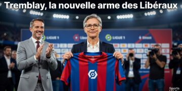 La Dre Cécile Tremblay souriante lors d'une conférence de presse, aux côtés de Charles Milliard, annonçant sa candidature libérale à Sainte-Rose.