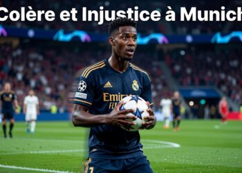 Eduardo Camavinga expulsé lors du match Real Madrid-Bayern Munich, joueurs protestant auprès de l’arbitre
